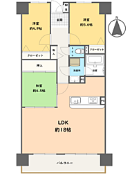 コスモシティ森町弐番館 3LDKの間取図画像