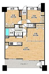 アーバンパレスシエル福間 3LDKの間取図画像