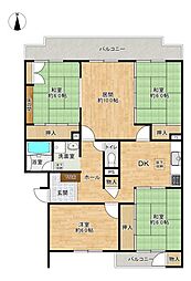 奈多団地30 4LDKの間取図画像