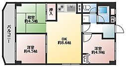 ファミール北大阪リバーサイドB棟 3LDKの間取図画像