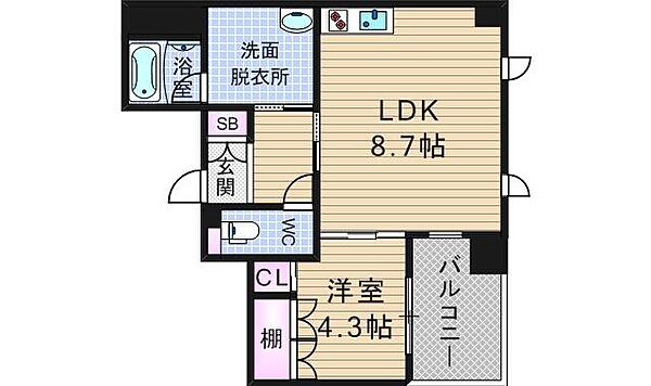 アーデンタワー北堀江 ｜大阪府大阪市西区北堀江1丁目(賃貸マンション1LDK・12階・32.64㎡)の写真 その2