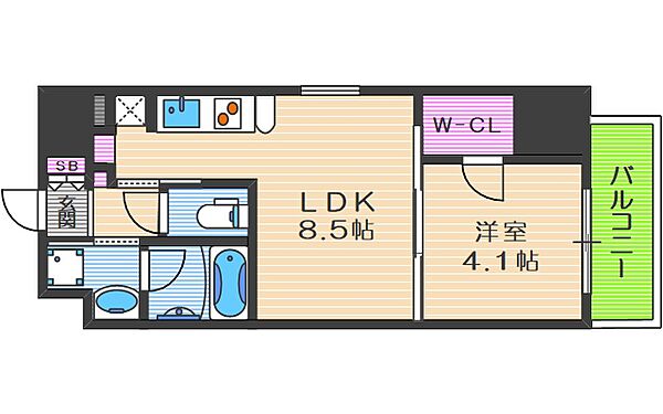 アーバネックス四ツ橋 508｜大阪府大阪市西区新町1丁目(賃貸マンション1LDK・5階・33.90㎡)の写真 その2