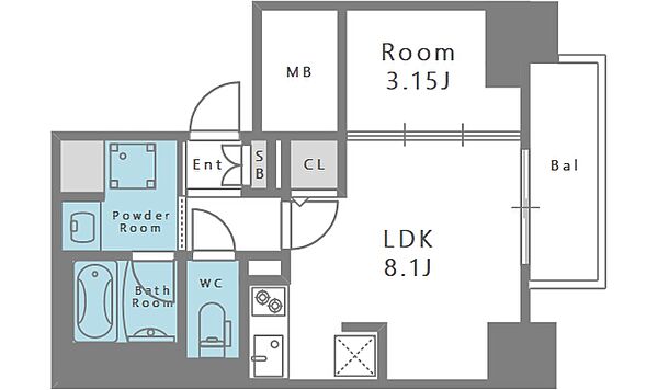 シーズンフラッツ靱本町 201｜大阪府大阪市西区靱本町3丁目(賃貸マンション1LDK・2階・31.50㎡)の写真 その2