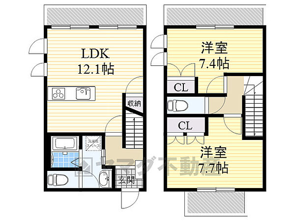 レアル ｜大阪府箕面市彩都粟生南２丁目(賃貸テラスハウス2LDK・1階・67.50㎡)の写真 その2