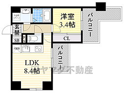 ラクラス新大阪 6階1LDKの間取り