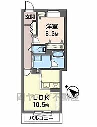 ドゥ・ボヌール 2階1LDKの間取り