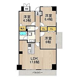 インプルーブ緑地公園 3LDKの間取図画像
