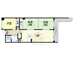 アルカディアン東豊中 3LDKの間取図画像