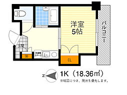 ファミーユ垂水 1Kの間取図画像