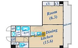 エターナル緑丘 1LDKの間取図画像
