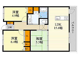 ウイング旭ケ丘 3LDKの間取図画像