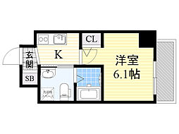 M:COURT関大前 1Kの間取図画像