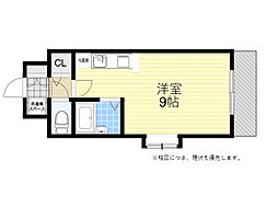 エクセレント上新13 ワンルームの間取図画像