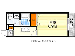アムール花 1Kの間取図画像