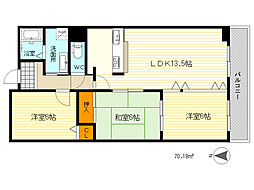 アラメダ・江坂 3LDKの間取図画像