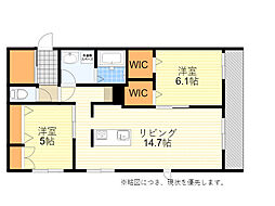 リバーウエスト南茨木 2LDKの間取図画像