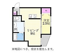 リアコート関大前II 1LDKの間取図画像