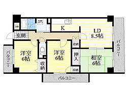 ロイヤルプラザ千里 3LDKの間取図画像