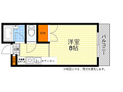 グランピーノ春日 ワンルームの間取図画像