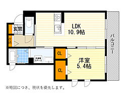 イルクオーレ 1LDKの間取図画像
