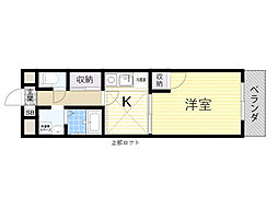 メゾンセルクル 1Kの間取図画像