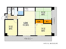 ベルメゾン千里 3LDKの間取図画像