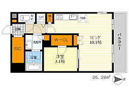 COMFORIA江坂広芝町 1LDKの間取図画像