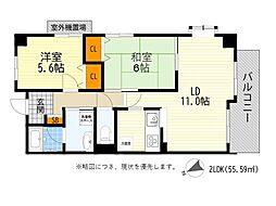 豊中パーク・レジデンス 2LDKの間取図画像