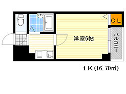 リアライズ服部 1Kの間取図画像