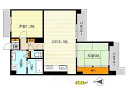 アーバンパーク緑地公園 2LDKの間取図画像