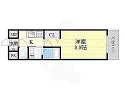 彩都シオン 1Kの間取図画像