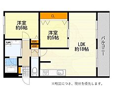 アンデュノール千里 2LDKの間取図画像