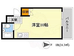 キャロル江坂 ワンルームの間取図画像