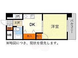 グリーンヒル2 1DKの間取図画像