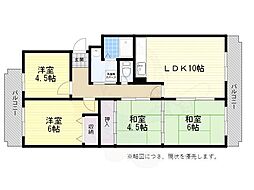 グリーンヒル北千里1 4LDKの間取図画像