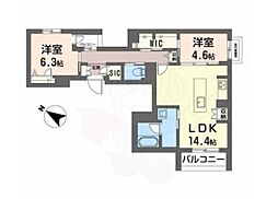 吹田市昭和町マンション 2LDKの間取図画像