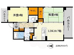 クリスタル上山手 2LDKの間取図画像