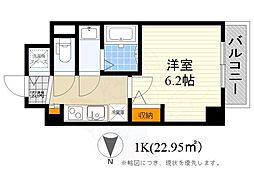 ラドゥセール江坂2 1Kの間取図画像