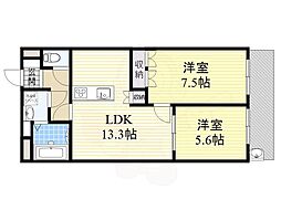 アーバンヒルズ彩都2 2LDKの間取図画像