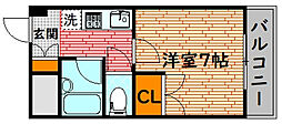 パール大宮 1Kの間取図画像