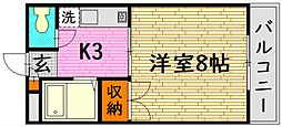 東子ハイツa 1Kの間取図画像