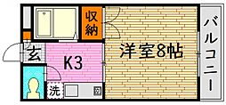 東子ハイツb 1Kの間取図画像