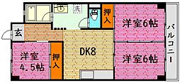中野ハイツ 3DKの間取図画像