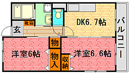 グランドハイツ深川 2DKの間取図画像