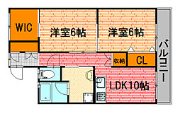 細田ビル 2LDKの間取図画像
