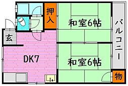 第一石丸ビル 2DKの間取図画像