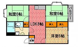 エルディム川内A 2階3LDKの間取り