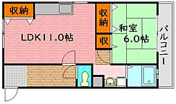 石本ビル 1LDKの間取図画像