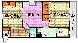 熊本ビル 2DKの間取図画像