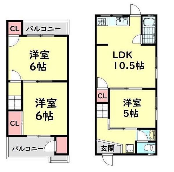 大阪府堺市西区上野芝向ヶ丘町２丁(賃貸一戸建3LDK・--・55.83㎡)の写真 その2